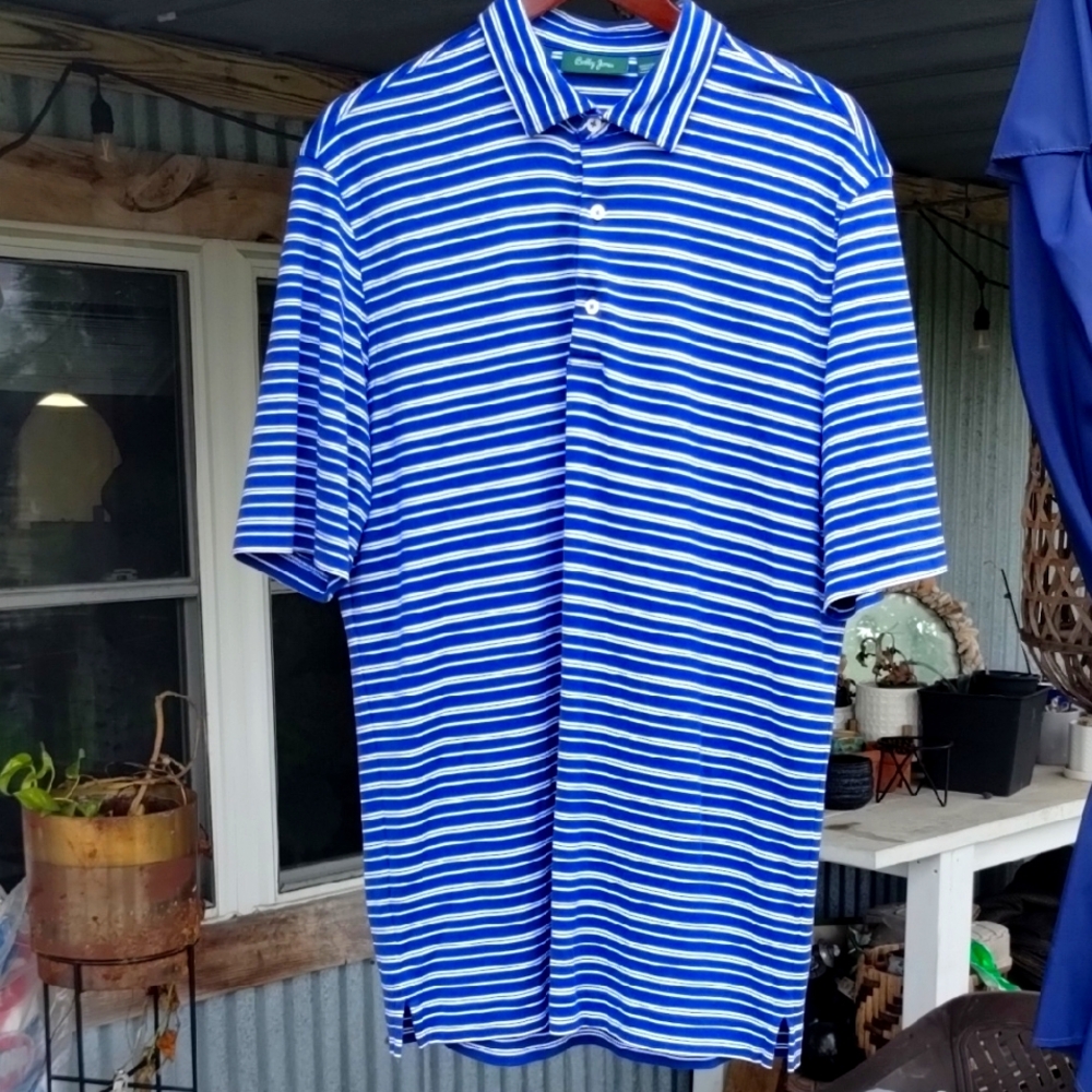 Bobby Jones Blue and White Striped Polo Shirt